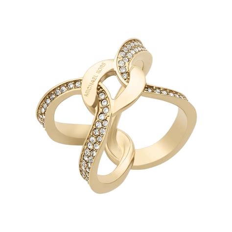 michael kors damenring mkj5855710|Michael Kors Gold Plated Stone Set Crossover Ring.